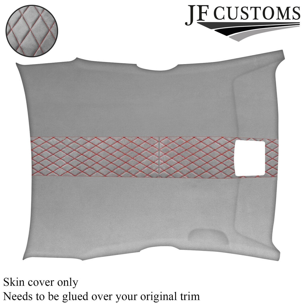DSG2 RED DIAMOND STITCH L GREY LUXE SUEDE HEADLINER COVER FOR MAZDA RX8 02-12