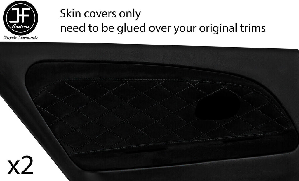 BLACK DIAMOND STITCH 2X REAR DOOR CARD TRIM COVERS FOR MITSUBISHI EVO 4 5 6