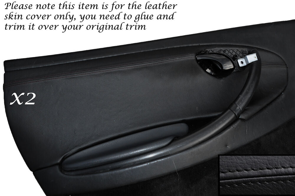 BLACK STITCHING 2X DOOR CARD TRIM  SKIN COVERS FITS PORSCHE 986 BOXSTER 96-04