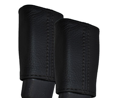 BLACK STITCHING 2X FRONT SEAT BELT LEATHER COVERS FITS JAGUAR XF 08-15