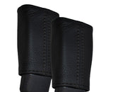 BLACK STITCHING 2X FRONT SEAT BELT LEATHER COVERS FITS JAGUAR XF 08-15