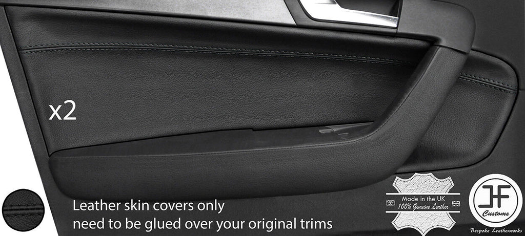 BLACK STITCH 2X FRONT DOOR CARD TRIM LEATHER COVER FOR AUDI A3 8P 04-12 5 DOOR