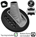 GREY REAL LEATHER  AUTO AUTOMATIC GEAR GAITER + TOP RING FOR VW T5 2003-2015