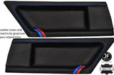 BLUE STITCH TRI STRIPES 2X REAR DOOR CARD LTHR COVERS FITS BMW E36 COUPE 91-98