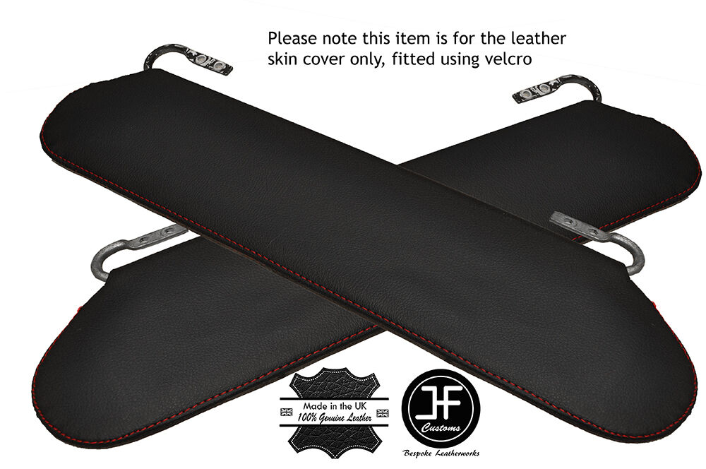 RED STITCHING 2X SUN VISORS LEATHER COVERS FITS JEEP WRANGLER 1987-1995
