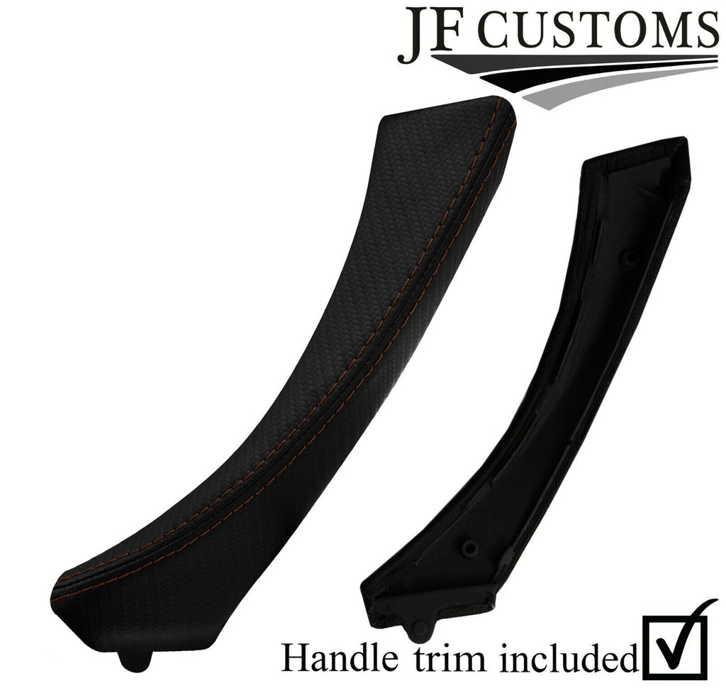 BROWN STITCH CARBON 1X FRONT DOOR HANDLE TRIM+COVER FOR BMW E90 E91 E92 E93