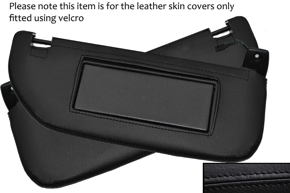 BLACK STITCH 2X SUN VISORS LEATHER SKIN COVERS FITS CITROEN DS3 2009-2014