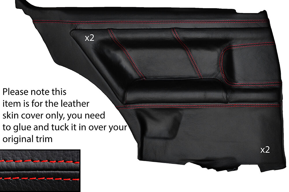 RED STITCHING 2X FULL REAR DOOR CARD SKIN COVER FITS AUDI TT COUPE 98-06