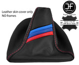 RED STITCH TRI STRIPE TOP GRAIN LTHR MANUAL GEAR GAITER FOR BMW 5 E60 E61 04-11