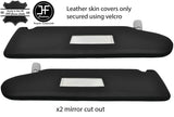 BLACK STITCH 2X SUN VISOR LEATHER COVER FOR VW T6 TRANSPORTER 2 MIRROR CUTOUT