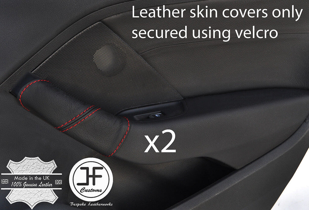 RED STITCH 2X REAR DOOR HANDLE LEATHER COVERS FITS AUDI A3 8V 13-18 5 DOOR