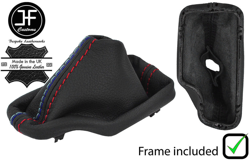 RED & TRI STITCH LEATHER AUTOMATIC GEAR GAITER+PLASTIC FRAME FOR BMW E46 99-05