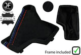 BLACK & TRI STITCH SUEDE AUTOMATIC GEAR GAITER+PLASTIC FRAME FOR BMW X3 03-10