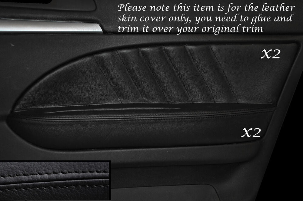 BLACK STITCH 2X FRONT DOOR CARD TRIM LEATHER COVERS FITS ALFA ROMEO 159 05-12
