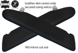 BLUE STITCH 2X SUN VISOR LEATHER COVERS FOR VW T5 TRANSPORTER NO MIRROR CUTOUT
