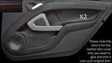 RED STITCH 2X DOOR CARDS LEATHER SKIN COVERS FITS SMART FORTWO 451 2007-2014