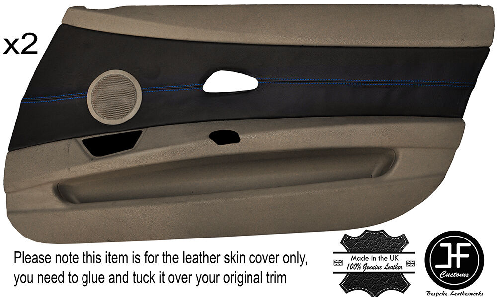 BLUE STITCH 2X FRONT DOOR CARD TRIM LEATHER COVERS FITS BMW Z4 E85 2003-2009