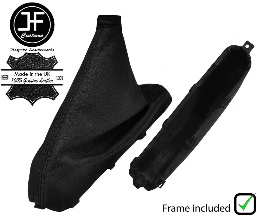 BLACK STITCH REAL LEATHER HANDBRAKE GAITER+PLASTIC FRAME FITS MAZDA 6 2013-2015