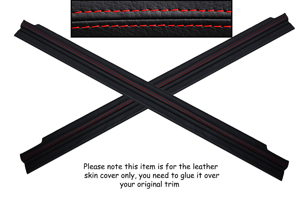 RED STITCH 2X FRONT DOOR SILL LEATHER COVERS FITS LAND ROVER DISCOVERY 96-04
