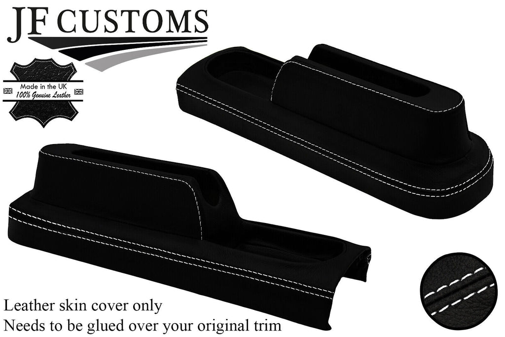 WHITE STITCH LEATHER HANDBRAKE SURROUND TRIM COVER FOR FORD FIESTA MK6 02-08