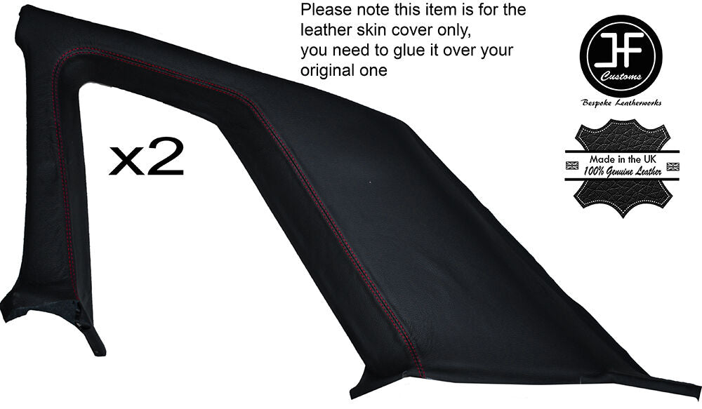 RED STITCH 2X B C PILLAR TRIM COVERS FITS NISSAN SKYLINE R32 GTR GTS 89-94