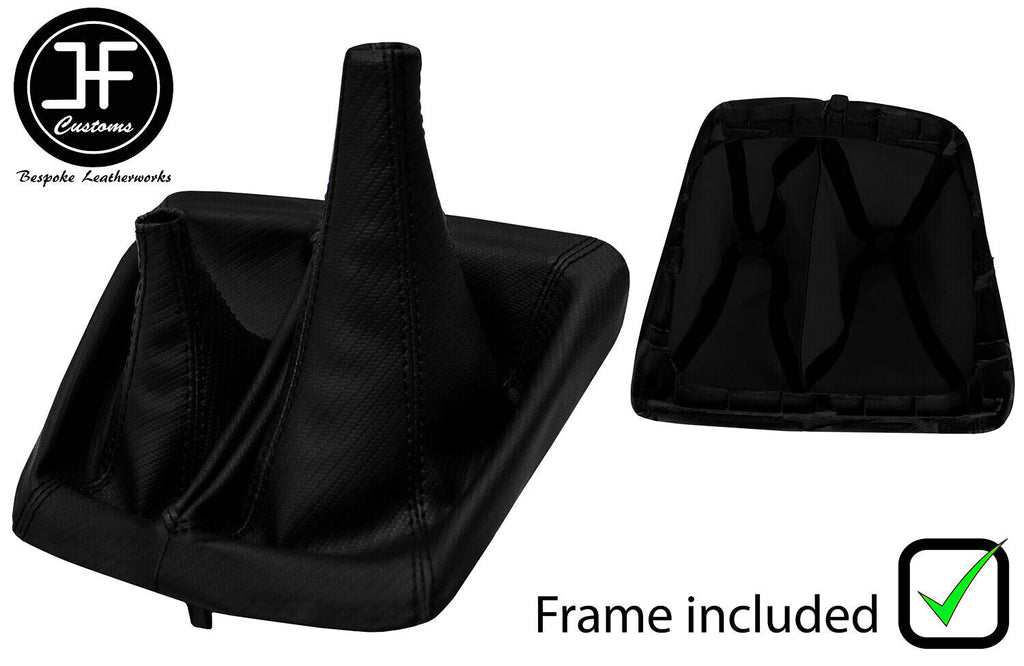 BLACK STITCH CARBON VINYL 4X4 GEAR & HI LOW GAITER+FRAME FOR TOYOTA HILUX 06-15