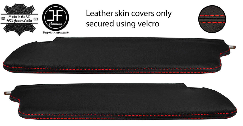 RED STITCH 2X SUN VISORS REAL LEATHER COVERS FOR SUNBEAM ALPINE MK4 IV MK5 V