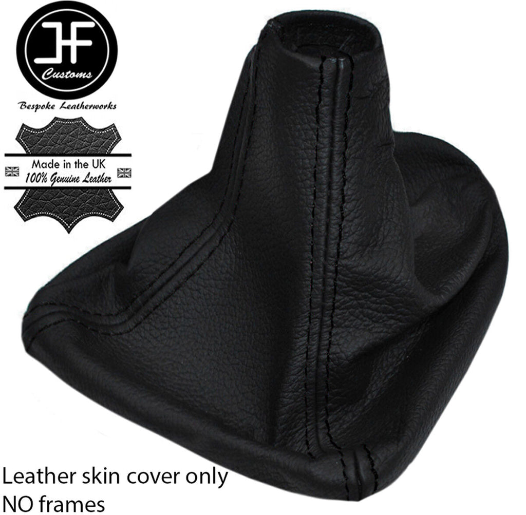 BLACK STITCHING REAL LEATHER GEAR GAITER COVER FITS SEAT LEON MK2 2005-2012