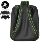 GREEN STITCH TOP GRAIN REAL LEATHER GEAR GAITER FOR VW T4 TRANSPORTER CARAVELLE