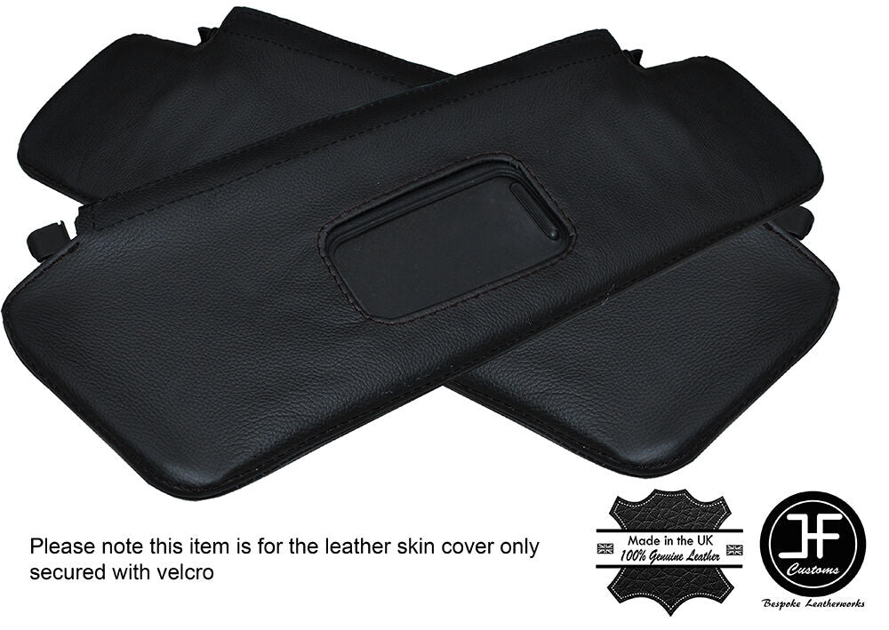 BLACK STITCHING 2X SUN VISORS LEATHER COVERS FITS BMW E36 CONVERTIBLE 1993-1998
