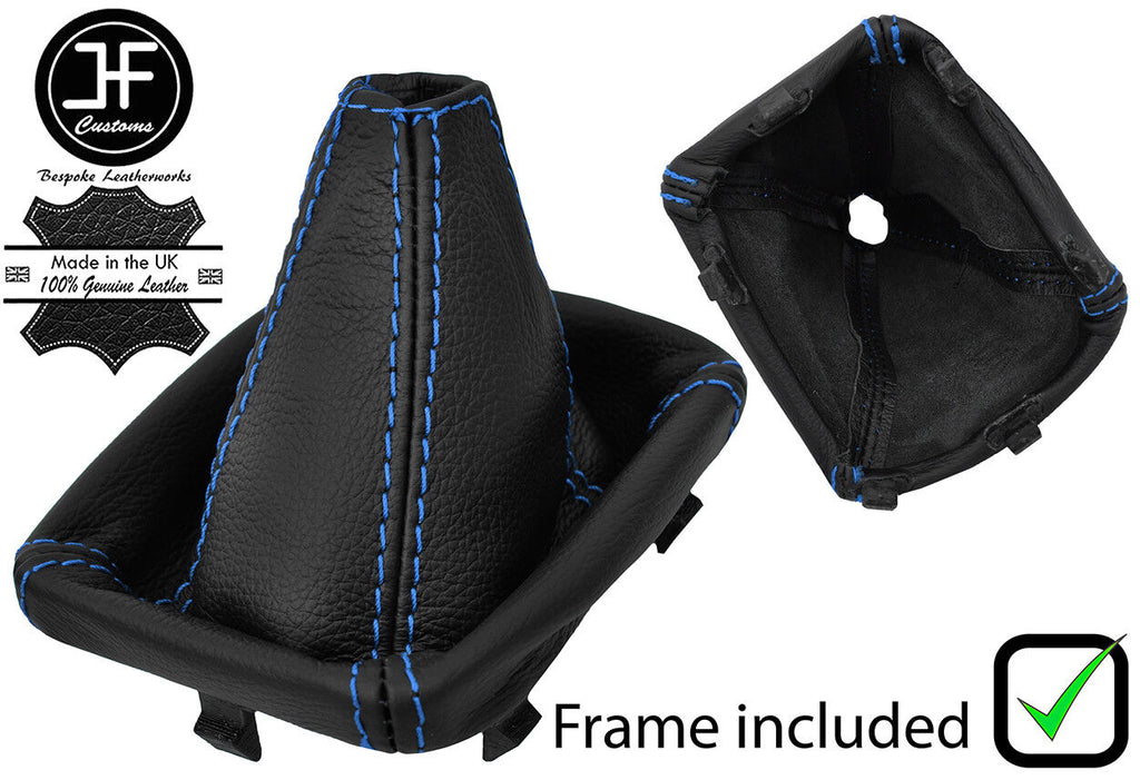 BLUE STITCH LEATHER GAITER + PLASTIC FRAME FITS FIAT GRANDE PUNTO EVO 06-16