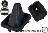 BLUE STITCH LEATHER GAITER + PLASTIC FRAME FITS FIAT GRANDE PUNTO EVO 06-16