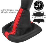 BLACK & RED STRIPE TOP GRAIN REAL LEATHER MANUAL GEAR GAITER FITS VW UP 11-17