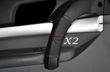 RED STITCH 2X DOOR HANDLE LEATHER SKIN COVERS FITS SSANGYONG RODIUS 05-14