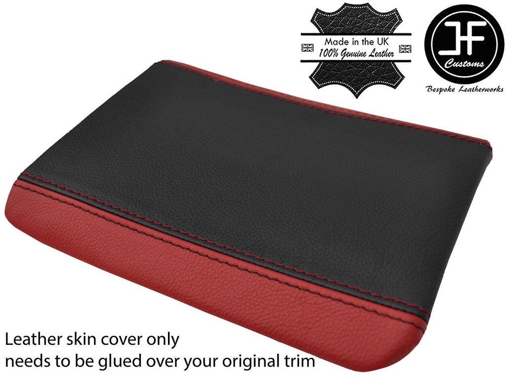 BLACK & DARK RED TOP GRAIN LEATHER ARMREST LID COVER FITS HONDA S2000 99-2003
