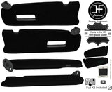 BLACK CROSS STITCH 2X SUN VISOR LUXE SUEDE COVERS FOR TOYOTA SUPRA MK3 86-93