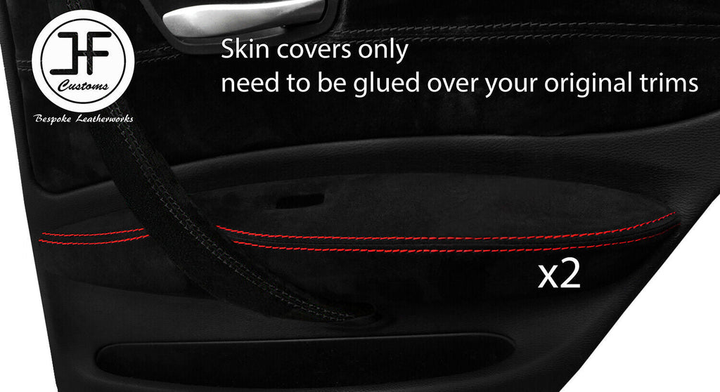 RED STITCH 2X REAR DOOR ARMREST TRIM SUEDE COVER FOR BMW 1 SERIES E87 04-12