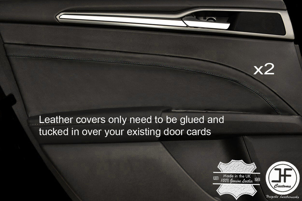 BLACK STITCH 2X REAR DOOR CARD TRIM LEATHER COVERS FITS FORD MONDEO MK5 14-17