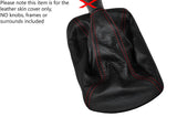 RED STITCHING MANUAL LEATHER GEAR GAITER FITS JEEP CHEROKEE 2001-2006 CUSTOM NEW