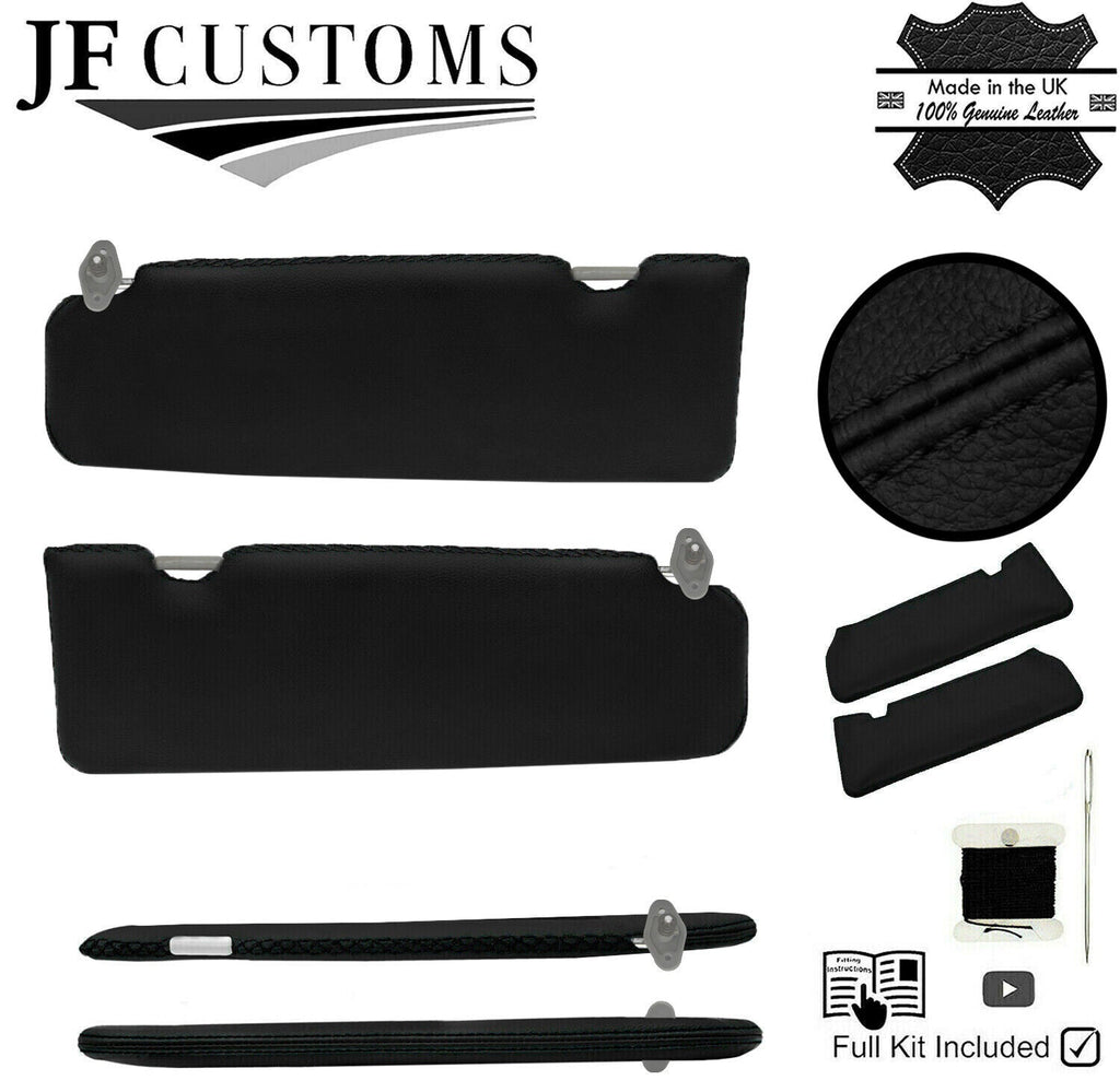 BLACK CROSS STITCH 2X SUN VISORS LEATHER COVERS FITS NISSAN PATROL Y60 87-97