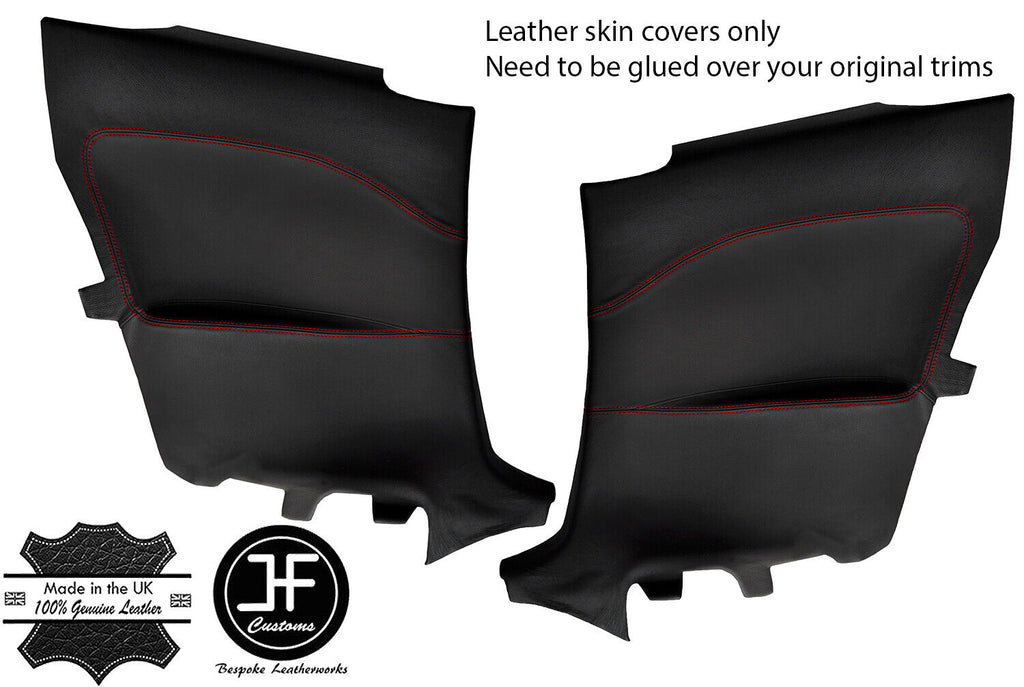 RED STITCH 2X REAR FULL DOOR CARD TRIM LEATHER COVERS FOR ALFA ROMEO GTV 916