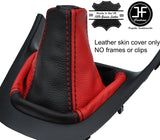 BLACK & RED TOP GRAIN REAL LEATHER MANUAL GEAR GAITER FOR HYUNDAI I10 07-14