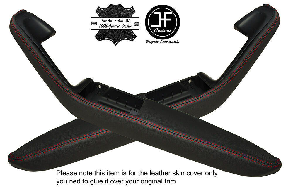 RED STICH 2X DOOR HANDLE ARMREST COVERS FITS AUDI A4 CABRIO CONVERTIBLE 02-09