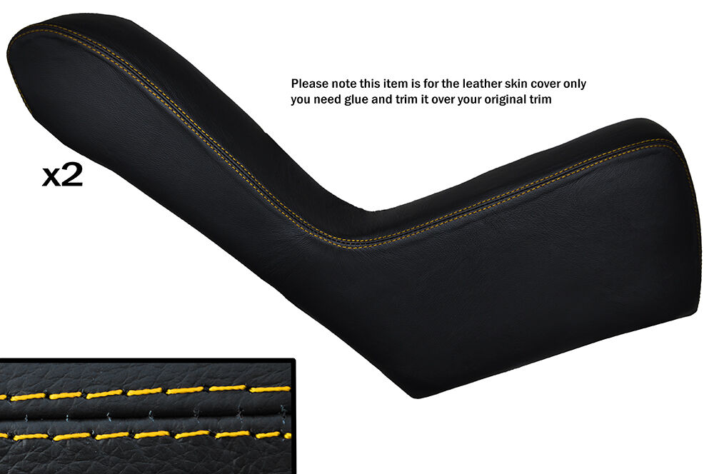 YELLOW STITCH 2X REAR DOOR ARMREST PANEL SKIN COVERS FITS BMW E9 68-75 COUPE