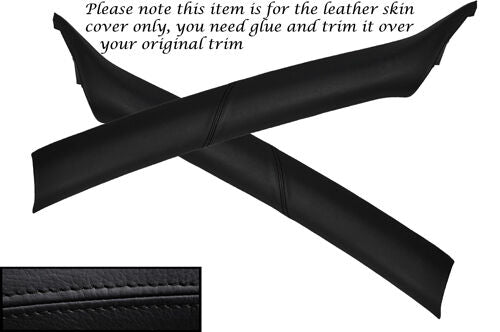 BLACK STITCH FITS AUDI A3 MK1 1996-2003 2X WINDSCREEN A PILLAR LEATHER COVERS