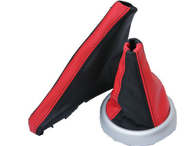 FITS MINI COOPER BMW GEAR HANDBRAKE GAITER RED & BLACK CUSTOM NEW MADE IN UK