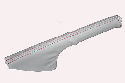 red stitch FITS NISSAN FIGARO LIGHT GREY LEATHER HANDBRAKE GAITER CUSTOM NEW
