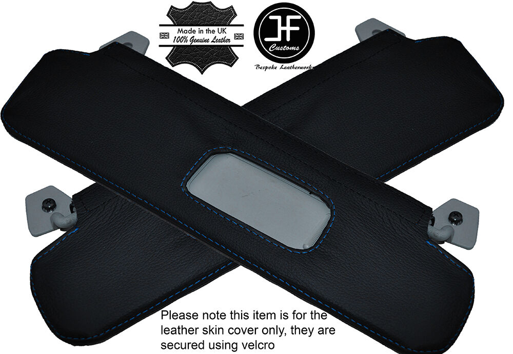 BLUE STITCHING 2X SUN VISORS LEATHER COVERS FITS CHRYSLER CROSSFIRE 2003-2008
