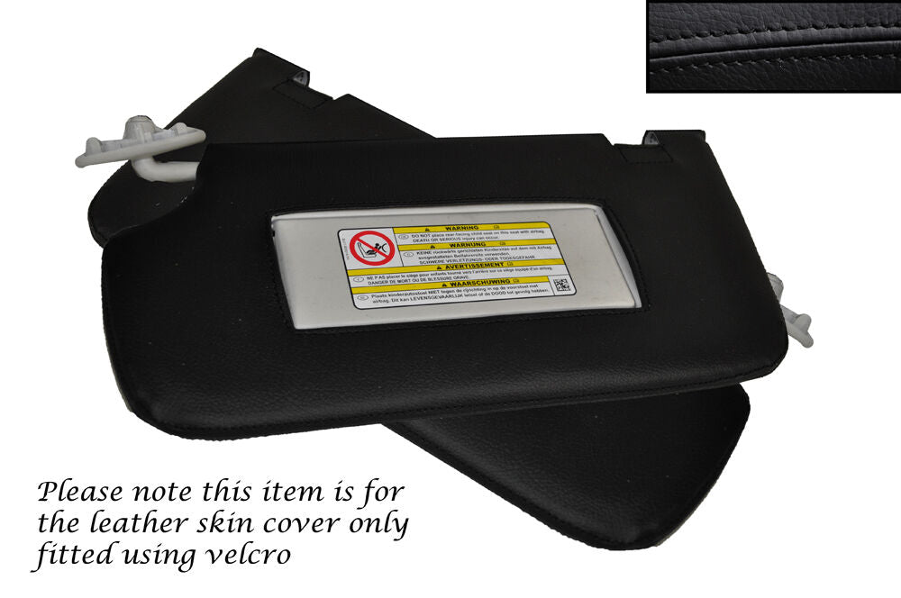 BLACK STITCH 2X SUN VISORS LEATHER SKIN COVERS FITS FORD FOCUS MK3 2011-2014
