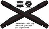 RED STITCH 2X CENTRE MID TOP HANDLE TRIM LEATHER COVER FITS DEFENDER 110 CSW
